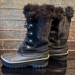 Lands End Blk Alpine Winter Shoes Fur Lands' End Snow Boots Size 7.5 B Mid-Calf